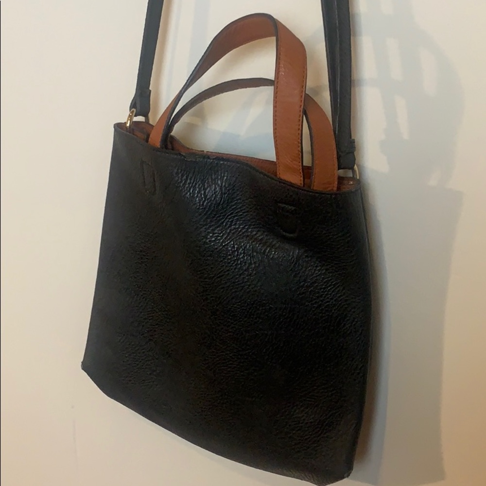 BDG Black Leather Purse with Brown lining